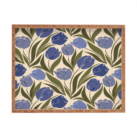 Cuss Yeah Designs Blue Tulip Field Rectangular Tray