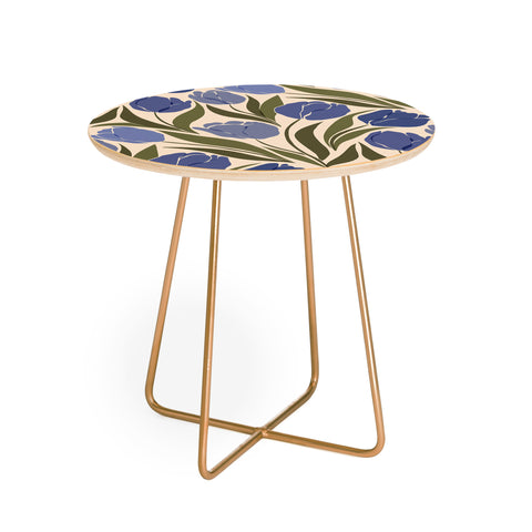 Cuss Yeah Designs Blue Tulip Field Round Side Table