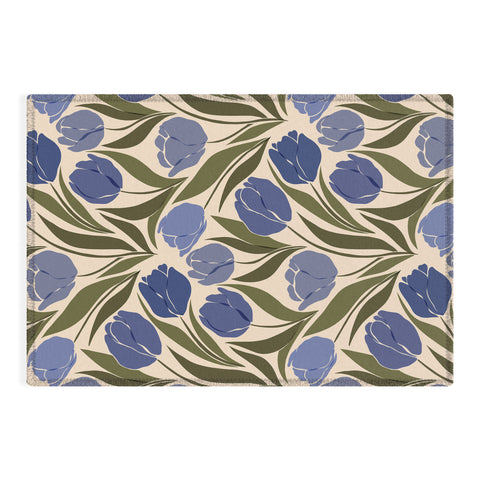 Cuss Yeah Designs Blue Tulip Field Outdoor Rug