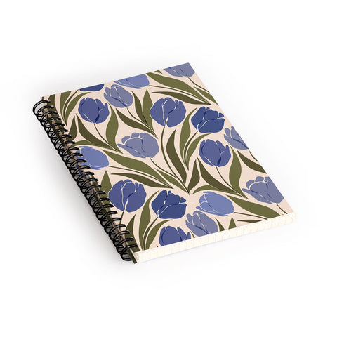 Cuss Yeah Designs Blue Tulip Field Spiral Notebook