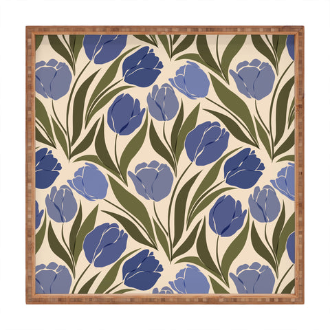 Cuss Yeah Designs Blue Tulip Field Square Tray