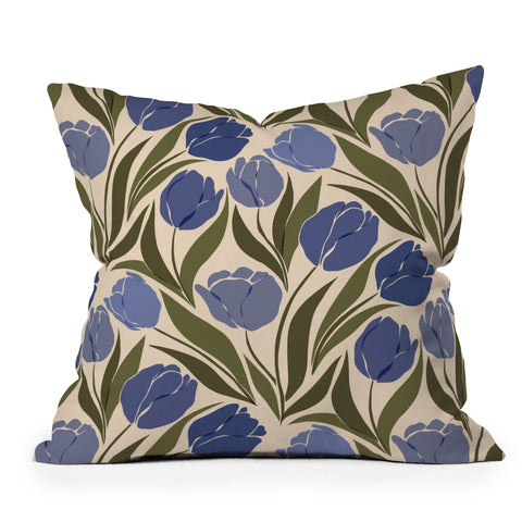 Cuss Yeah Designs Blue Tulip Field Throw Pillow