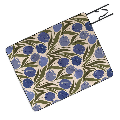 Cuss Yeah Designs Blue Tulip Field Picnic Blanket