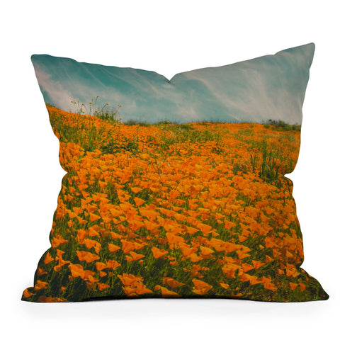 Cuss Yeah Designs California Poppy Field Outdoor Throw Pillow