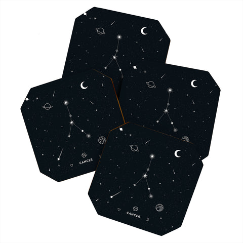 Cuss Yeah Designs Cancer Star Constellation Coaster Set