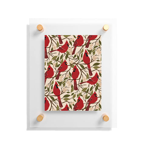 Cuss Yeah Designs Cardinals on Blossoming Tree Floating Acrylic Print