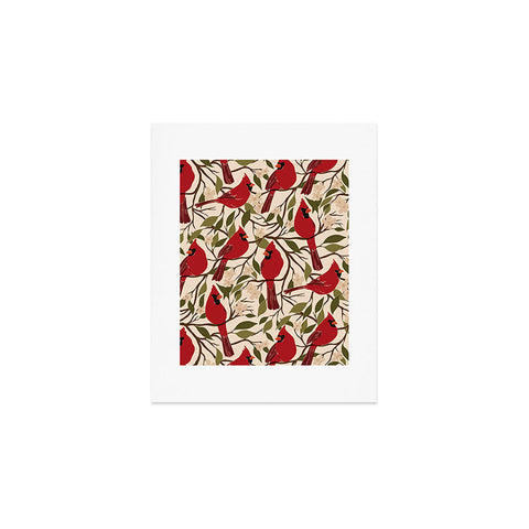 Cuss Yeah Designs Cardinals on Blossoming Tree Art Print