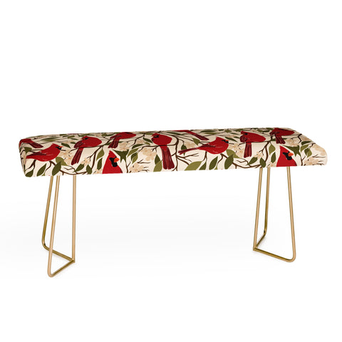 Cuss Yeah Designs Cardinals on Blossoming Tree Bench