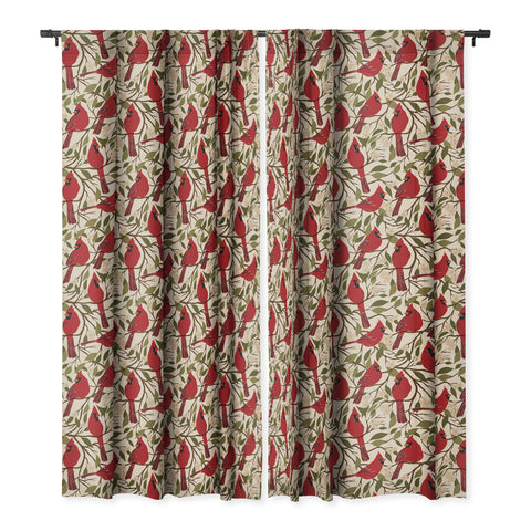 Cuss Yeah Designs Cardinals on Blossoming Tree Blackout Window Curtain