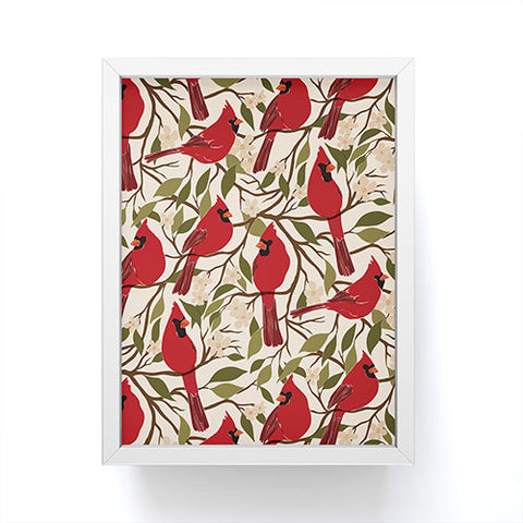 Cuss Yeah Designs Cardinals on Blossoming Tree Framed Mini Art Print