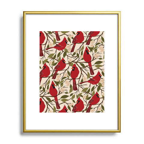 Cuss Yeah Designs Cardinals on Blossoming Tree Metal Framed Art Print Havenly
