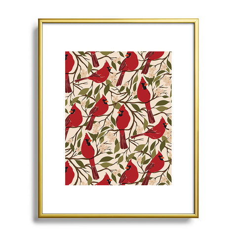 Cuss Yeah Designs Cardinals on Blossoming Tree Metal Framed Art Print