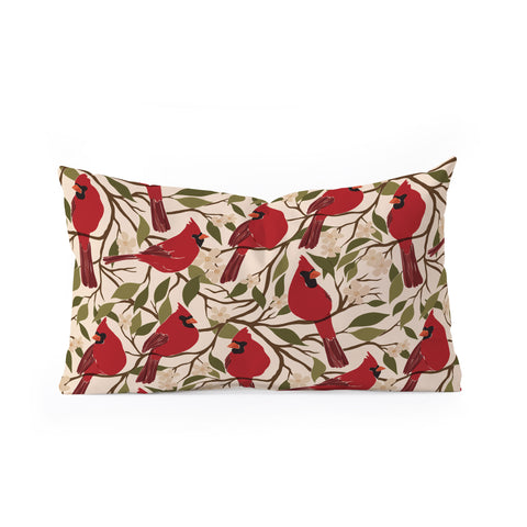 Cuss Yeah Designs Cardinals on Blossoming Tree Oblong Throw Pillow