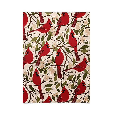 Cuss Yeah Designs Cardinals on Blossoming Tree Poster