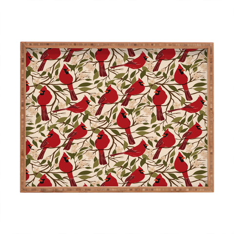 Cuss Yeah Designs Cardinals on Blossoming Tree Rectangular Tray