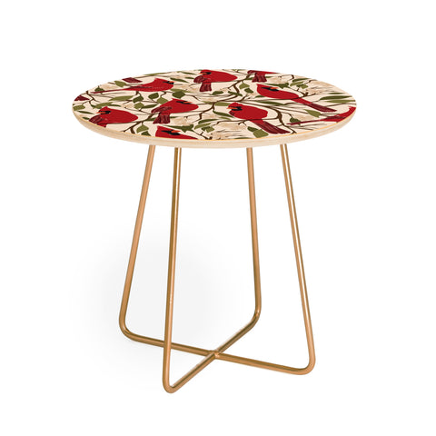Cuss Yeah Designs Cardinals on Blossoming Tree Round Side Table
