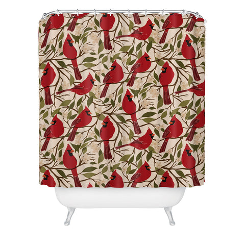 Cuss Yeah Designs Cardinals on Blossoming Tree Shower Curtain