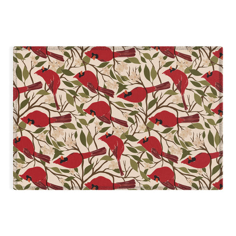 Cuss Yeah Designs Cardinals on Blossoming Tree Outdoor Rug