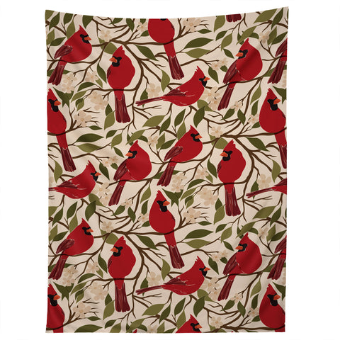 Cuss Yeah Designs Cardinals on Blossoming Tree Tapestry