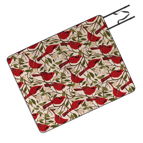 Cuss Yeah Designs Cardinals on Blossoming Tree Picnic Blanket