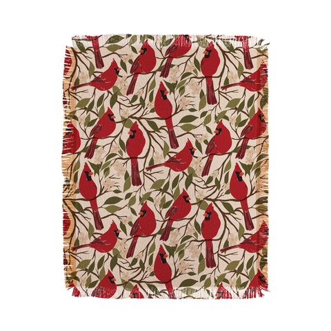 Cuss Yeah Designs Cardinals on Blossoming Tree Throw Blanket
