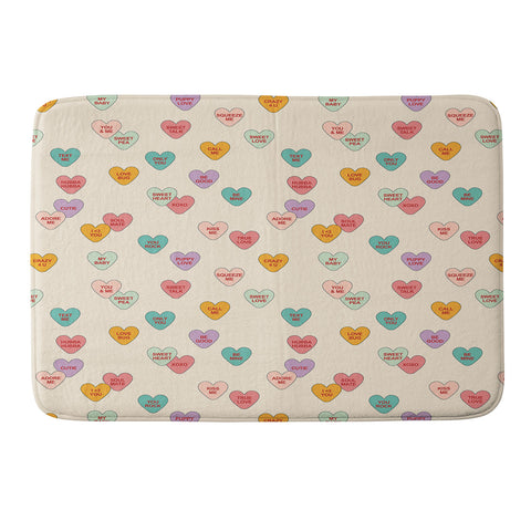 Cuss Yeah Designs Conversation Hearts Pattern Memory Foam Bath Mat