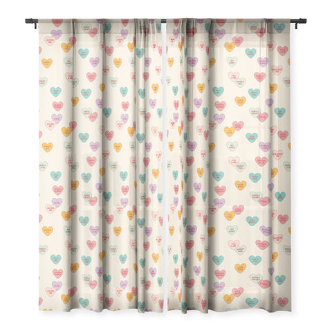 Cuss Yeah Designs Conversation Hearts Pattern Sheer Window Curtain