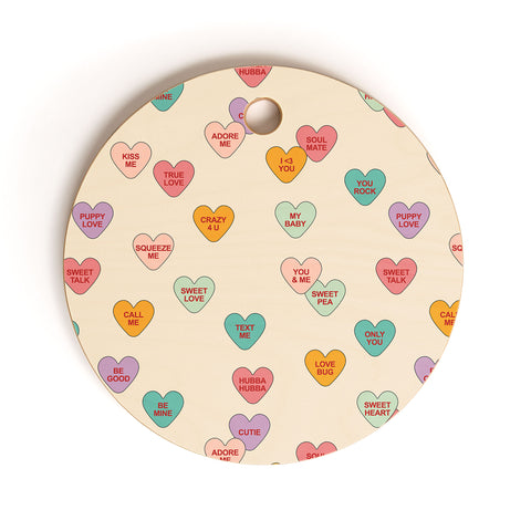 Cuss Yeah Designs Conversation Hearts Pattern Cutting Board Round
