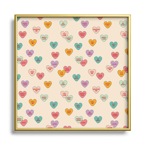 Cuss Yeah Designs Conversation Hearts Pattern Square Metal Framed Art Print