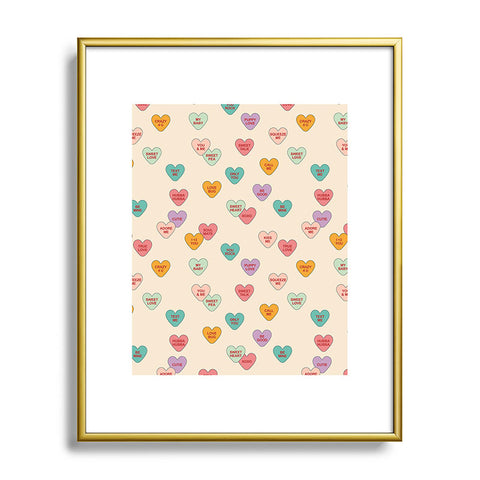 Cuss Yeah Designs Conversation Hearts Pattern Metal Framed Art Print