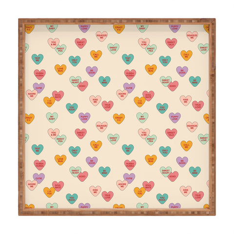 Cuss Yeah Designs Conversation Hearts Pattern Square Tray