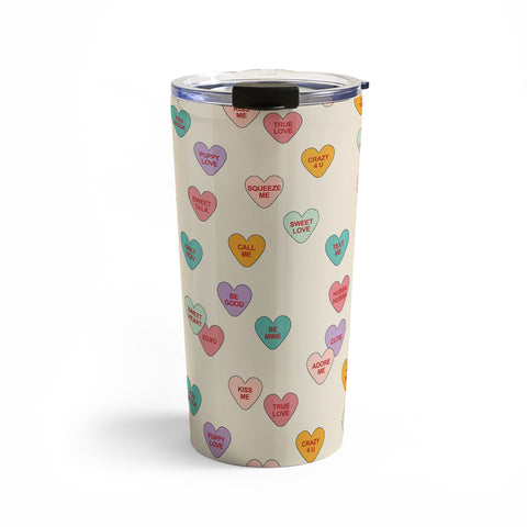 Cuss Yeah Designs Conversation Hearts Pattern Travel Mug