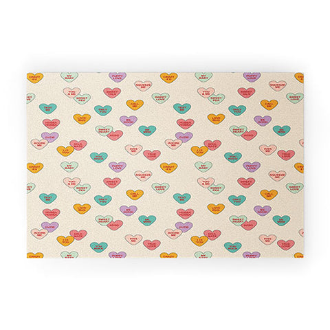 Cuss Yeah Designs Conversation Hearts Pattern Welcome Mat