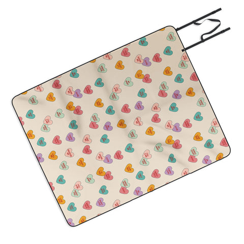 Cuss Yeah Designs Conversation Hearts Pattern Picnic Blanket