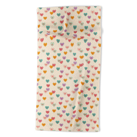 Cuss Yeah Designs Conversation Hearts Pattern Beach Towel