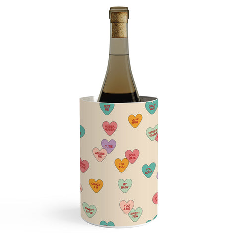 Cuss Yeah Designs Conversation Hearts Pattern Wine Chiller