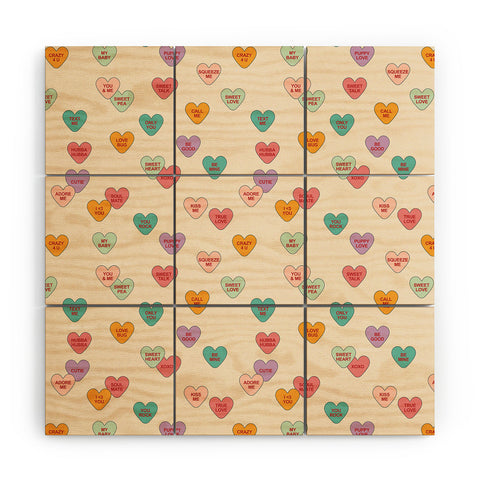 Cuss Yeah Designs Conversation Hearts Pattern Wood Wall Mural