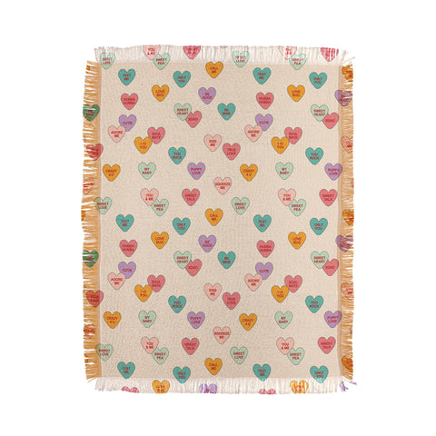 Cuss Yeah Designs Conversation Hearts Pattern Throw Blanket