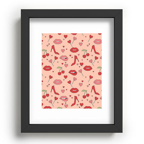 Cuss Yeah Designs Flirty Lips Pattern Recessed Framing Rectangle