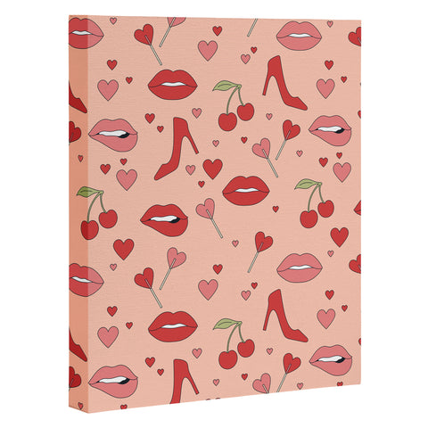 Cuss Yeah Designs Flirty Lips Pattern Art Canvas
