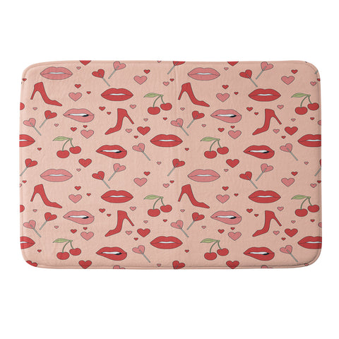 Cuss Yeah Designs Flirty Lips Pattern Memory Foam Bath Mat