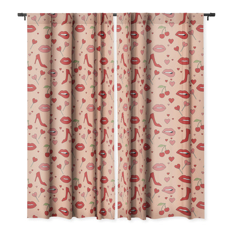 Cuss Yeah Designs Flirty Lips Pattern Blackout Window Curtain