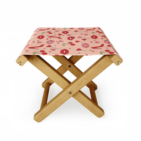 Cuss Yeah Designs Flirty Lips Pattern Folding Stool