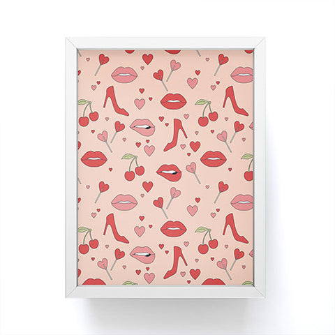 Cuss Yeah Designs Flirty Lips Pattern Framed Mini Art Print