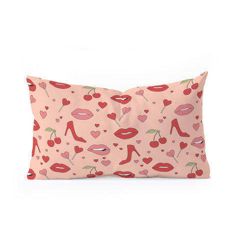 Cuss Yeah Designs Flirty Lips Pattern Oblong Throw Pillow