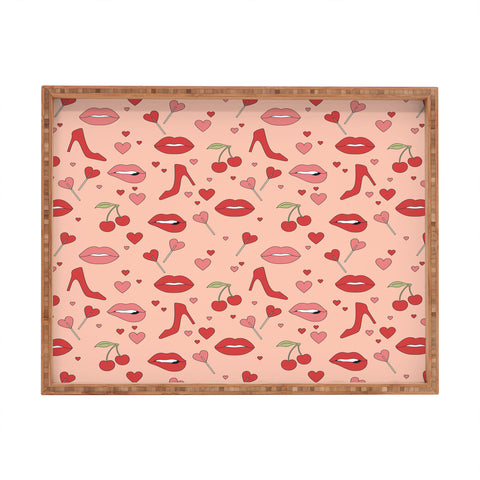 Cuss Yeah Designs Flirty Lips Pattern Rectangular Tray