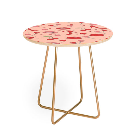 Cuss Yeah Designs Flirty Lips Pattern Round Side Table