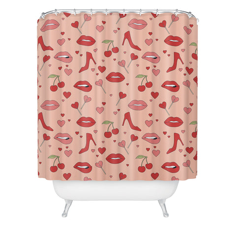 Cuss Yeah Designs Flirty Lips Pattern Shower Curtain