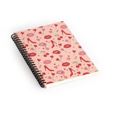 Cuss Yeah Designs Flirty Lips Pattern Spiral Notebook