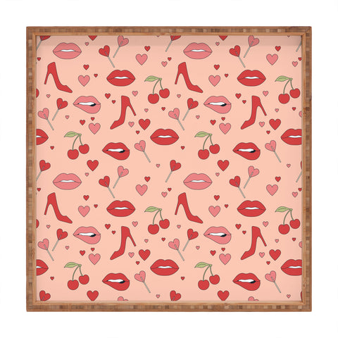 Cuss Yeah Designs Flirty Lips Pattern Square Tray